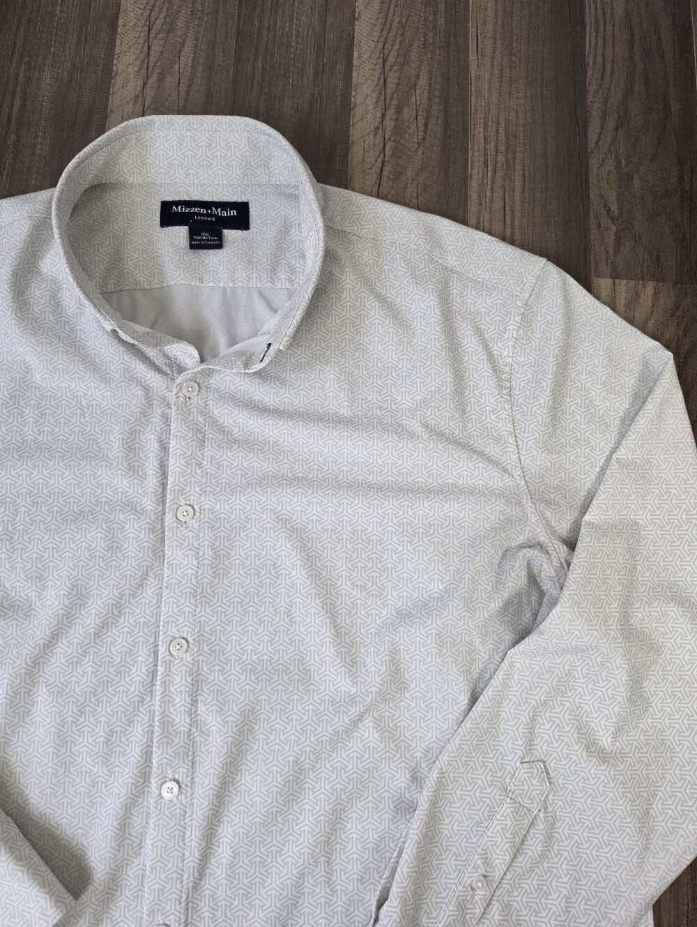 Mizzen+Main Leeward Trim No Tuck Dress Shirt Geometric Pattern Smart Casual.XXL